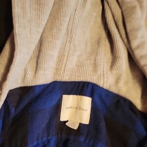 American Eagle Outfitters Light Gray and Navy Shirt Jacket
